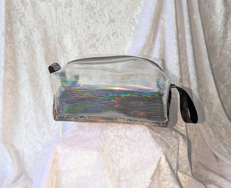 Golden roses and holographic make-up bag