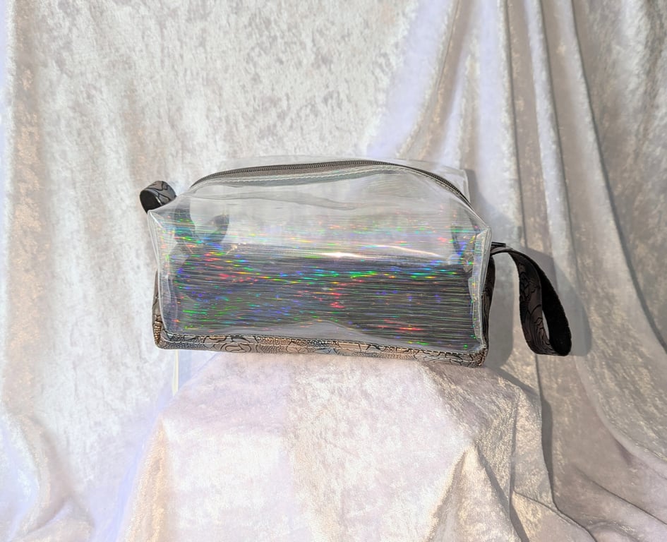 Golden roses and holographic make-up bag
