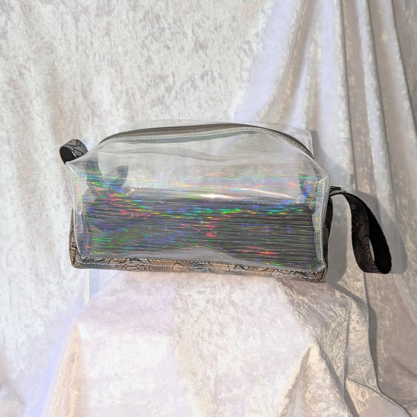 Golden roses and holographic make-up bag