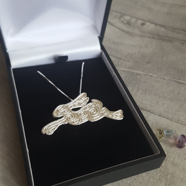 Andromeda - Etched Silver Hare Pendant