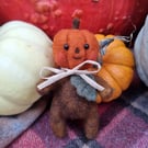 Wooly Needlefelted "Pumpkin Patch Pal" Art Doll