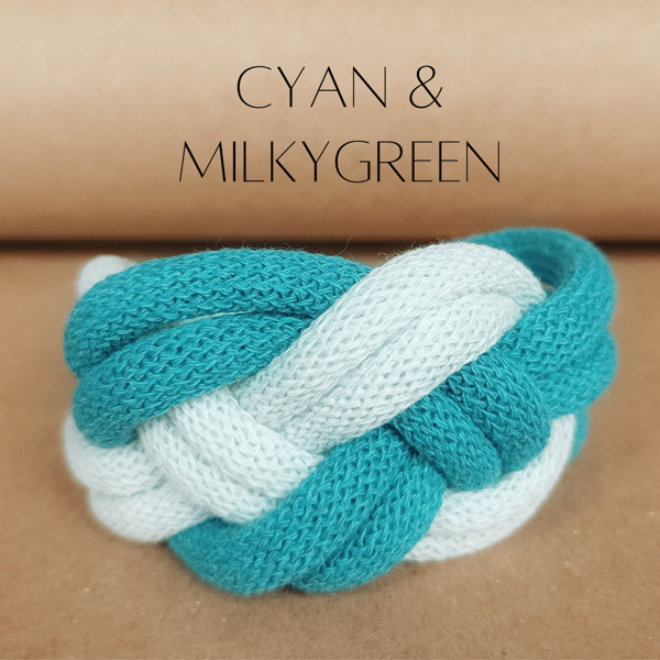 Rope Josephine Bracelet, Cyan and Milky Green