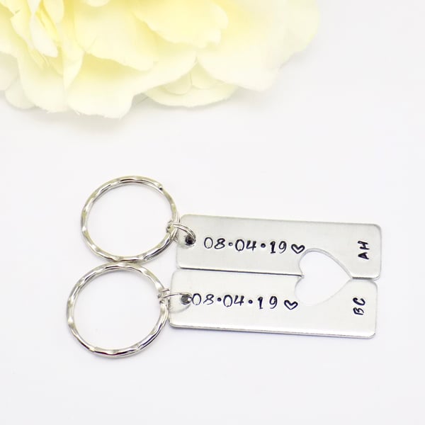 Couples Keychain, 10th Anniversary, Couples Keyring, Personalised KeyRing, His a
