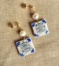 NERINA - Blue and White Portuguese Tile Sardine Earrings