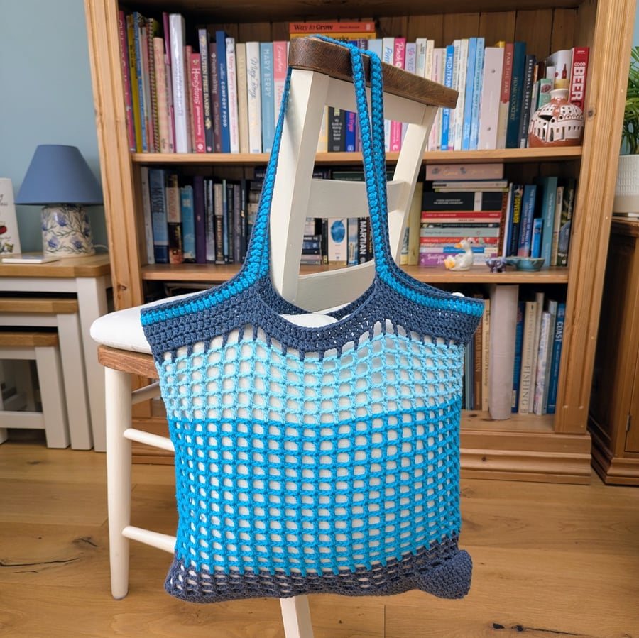 Crochet market bag - Blues