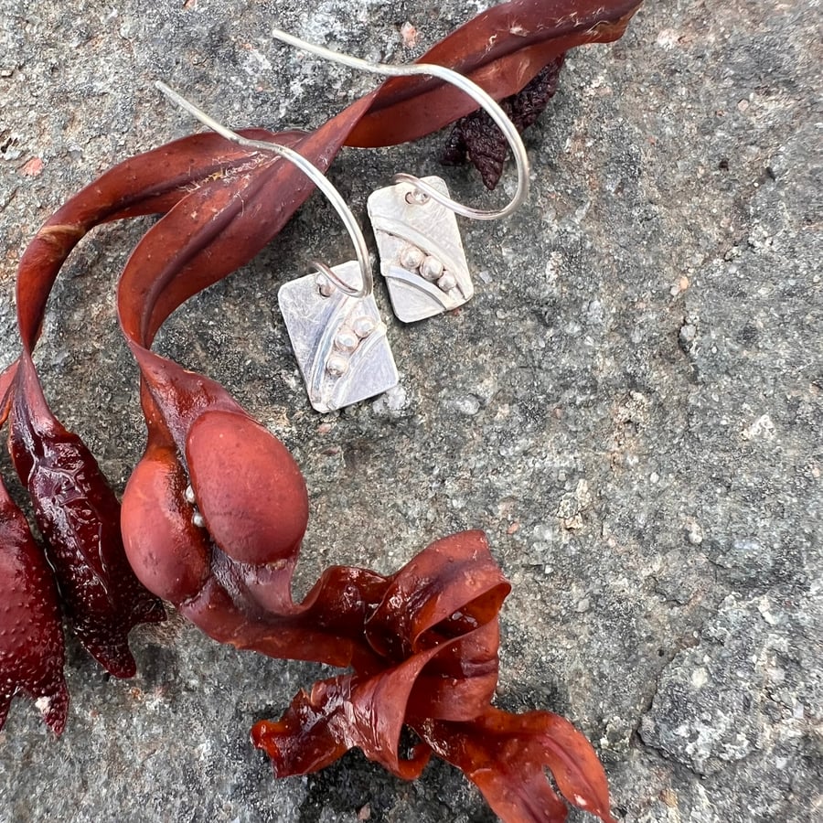 Silver Seaweed Earrings