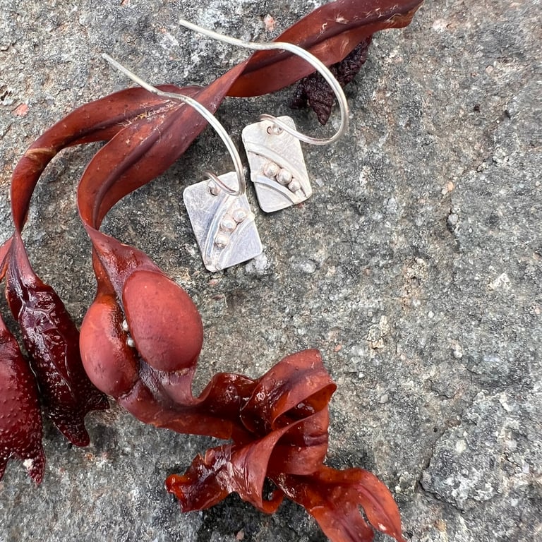 Silver Seaweed Earrings