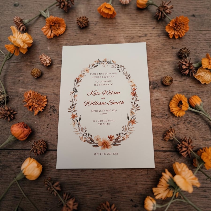 Autumn Floral Evening Wedding Invitation