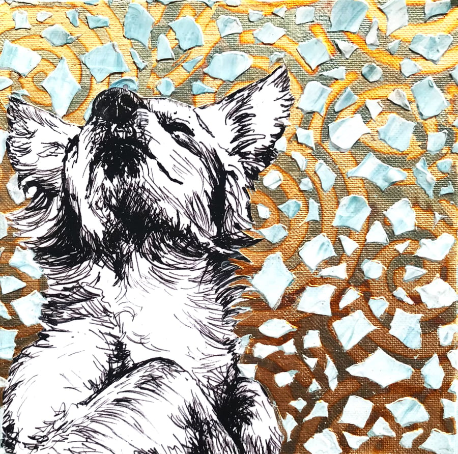 Chihuahua Textured Canvas - Altered Art - Chi Dog Mixed Media 3D 
