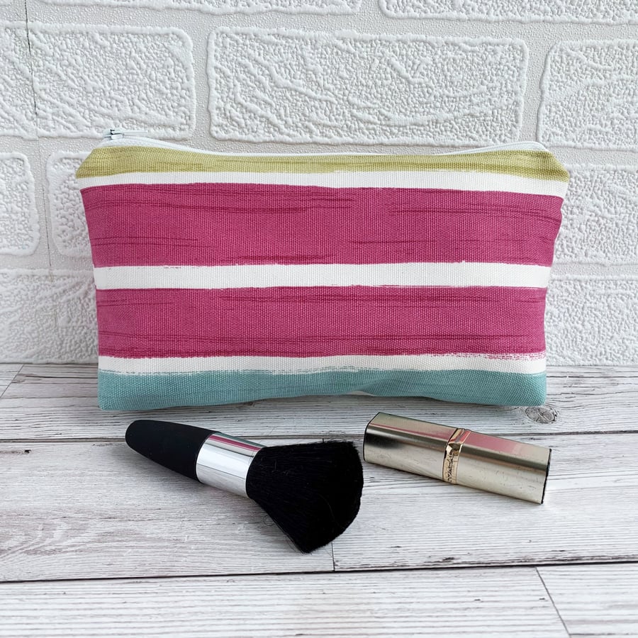 Make up Bag, Cosmetic Bag with Stripes in Bright Colours