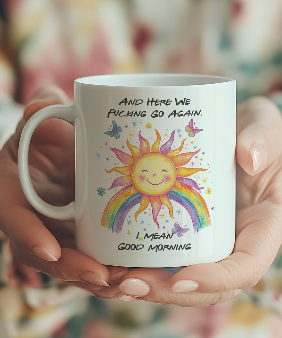 Funny Sweary Sunshine Mug  Rude Morning Coffee Cup  Office Novelty Gift