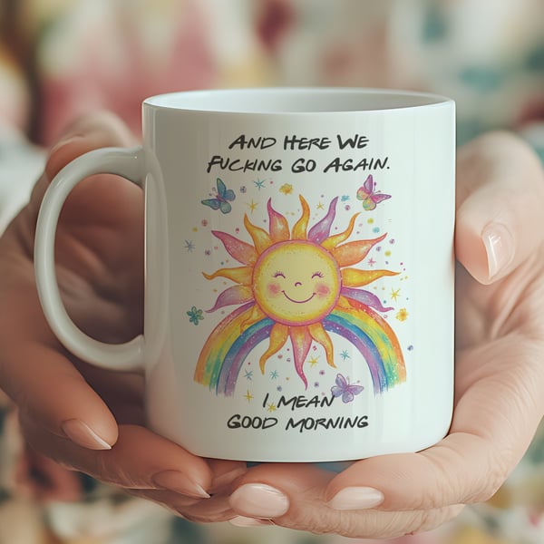 Funny Sweary Sunshine Mug  Rude Morning Coffee Cup  Office Novelty Gift