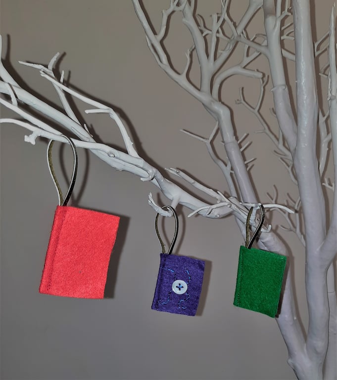 Christmas Decoration - Set of Three Felt Books 