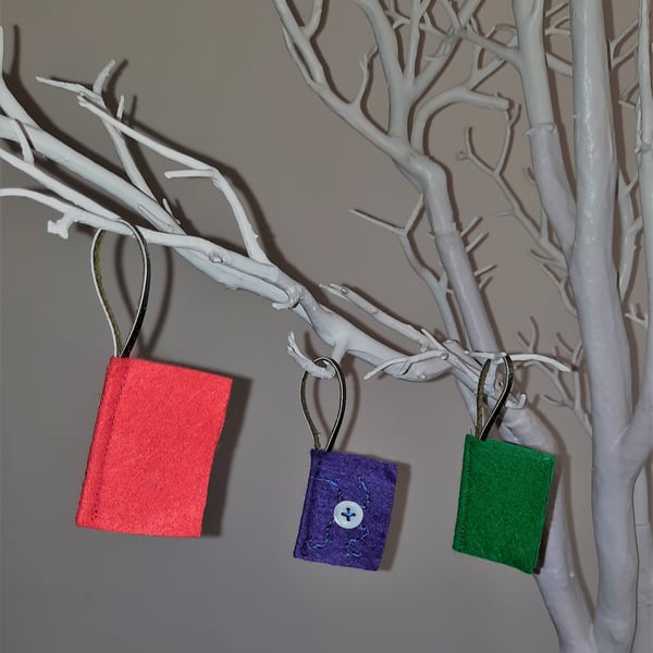 Christmas Decoration - Set of Three Felt Books 