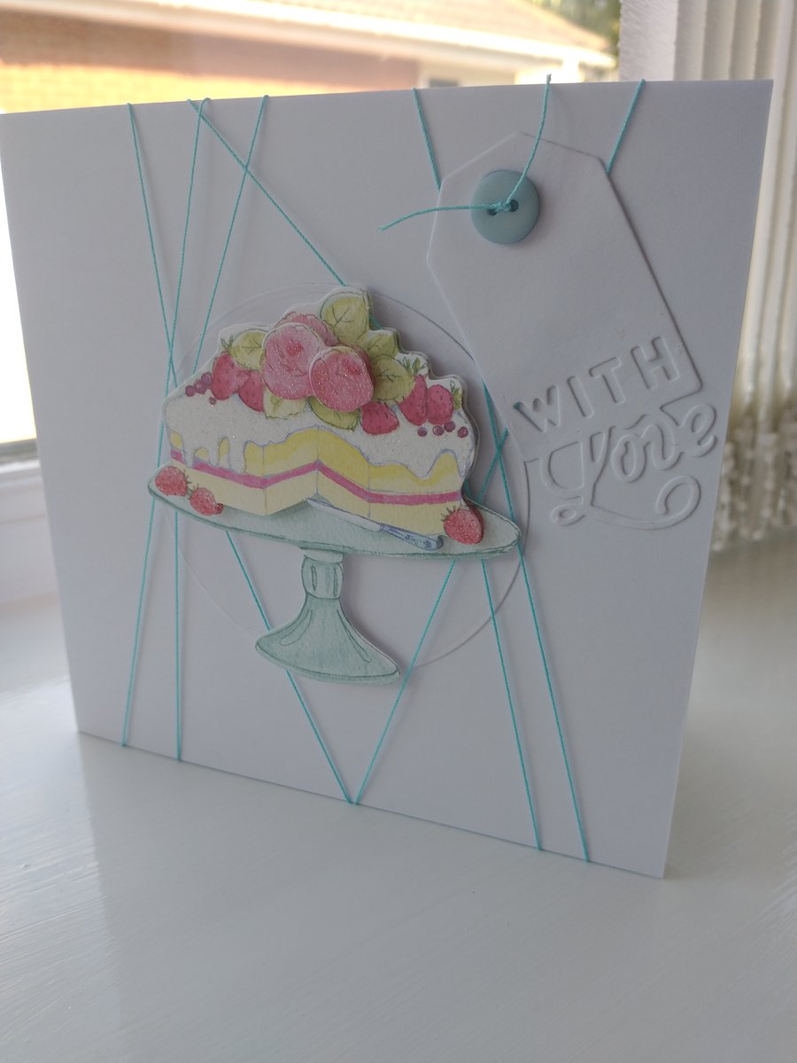 Strawberry cake birthday card
