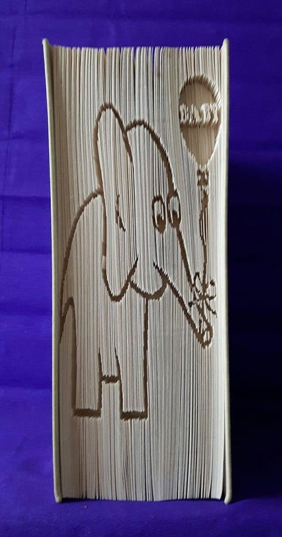 Elephant with Balloon CUT & FOLD Book Folding Pattern - EMAILED PDF PATTERN