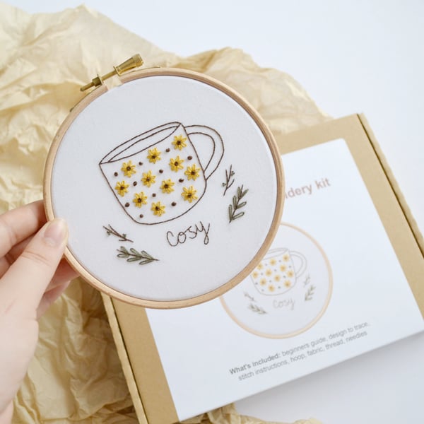 Cosy teacup embroidery kit