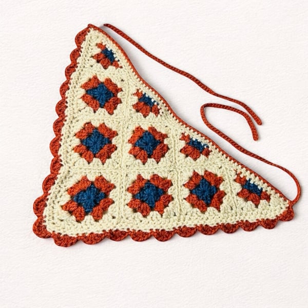 Crochet head scarf bandana boho chic 