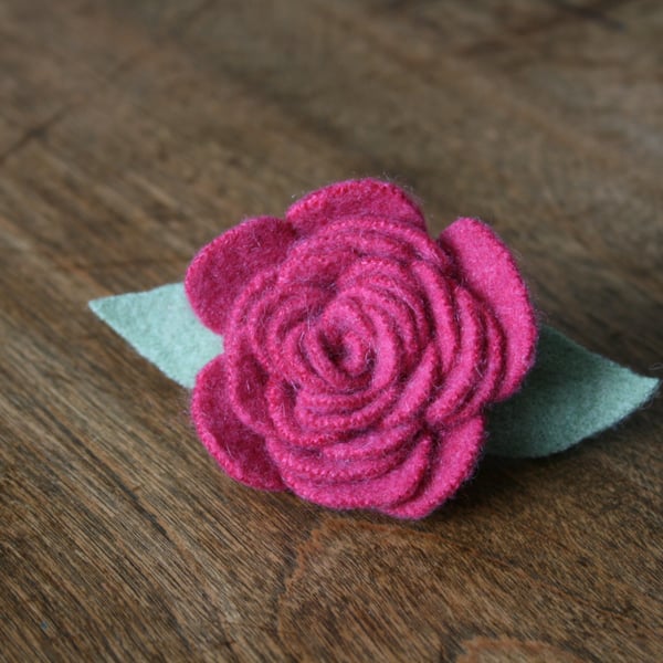 Cashmere rose upcycled hair slide clip in pink 
