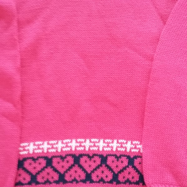 Fuchsia pink cotton jumper with fairisle at the bottom 3-4 yrs. Seconds Sunday