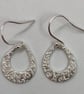 Pure silver teardrop earrings with lovely texture