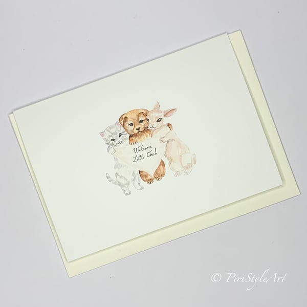 Welcome Little One – Baby Animal Hug Card -  Gentle Beginnings