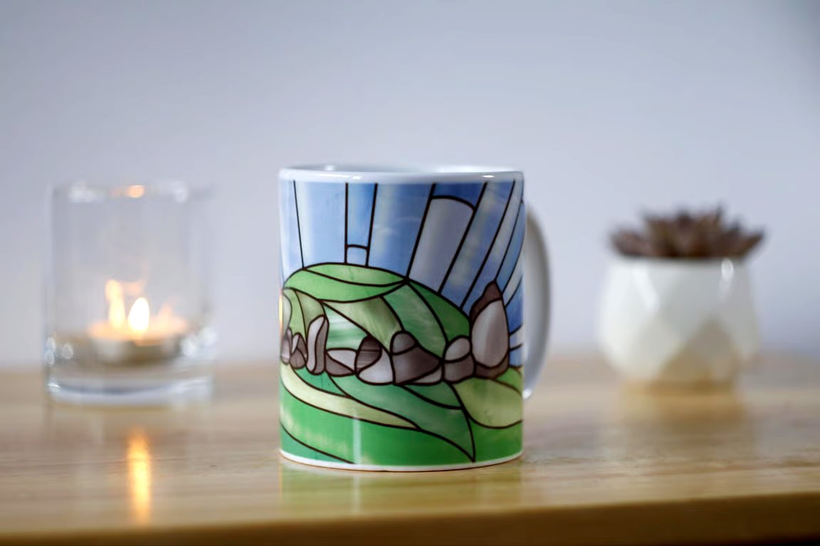 Stained Glass Style Mug, West Kennet Long Barrow mug