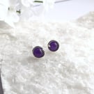 AMETHYST Stud Earrings Sterling Silver or 14K Gold Filled February Birthstone