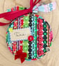 Personalised Colourful Stripe Bauble - Tara Name Hoop - Handmade Sequin Ornament - Image 4