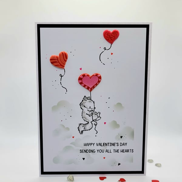 Valentine Card -  Cards, handmade, Valentine's Day, love, fox, hearts