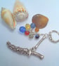 Silver Dagger Charm and Multi Coloured Crystal Bead Key Ring, End of Term Gift - Image 7