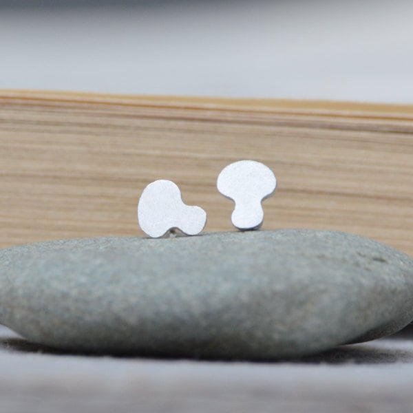 Mushroom Ear Studs In Sterling Silver