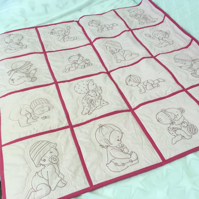 Pretty in Pink Quilt for a Little Girl. Cosy wrap. Play-mat. Travel Cot Cover.