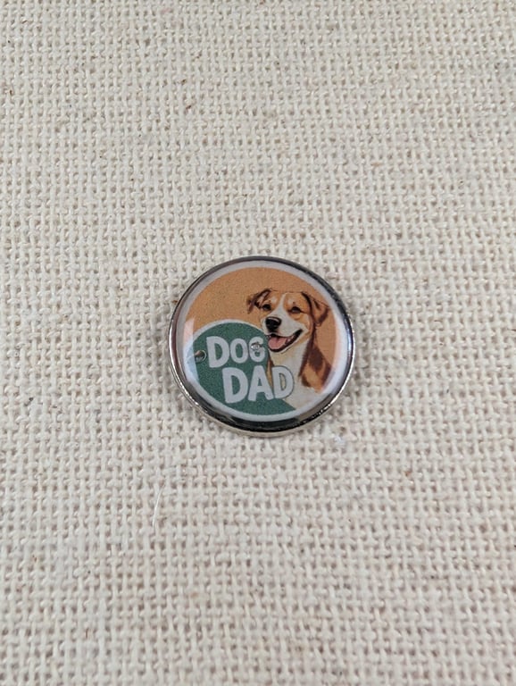 Dog Dad Pin Badge - Pet Lover Themed Pin - Large Resin Topped Pin Badge 