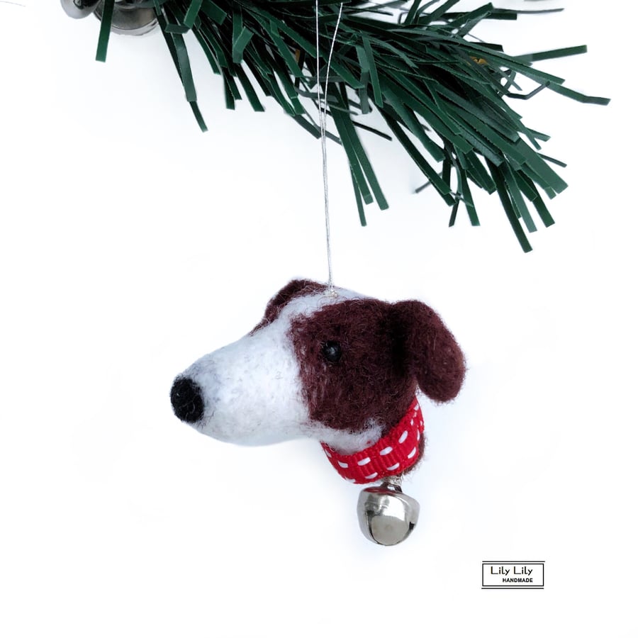 Dog hanging Christmas tree decoration handmade by Lily Lily Handmade