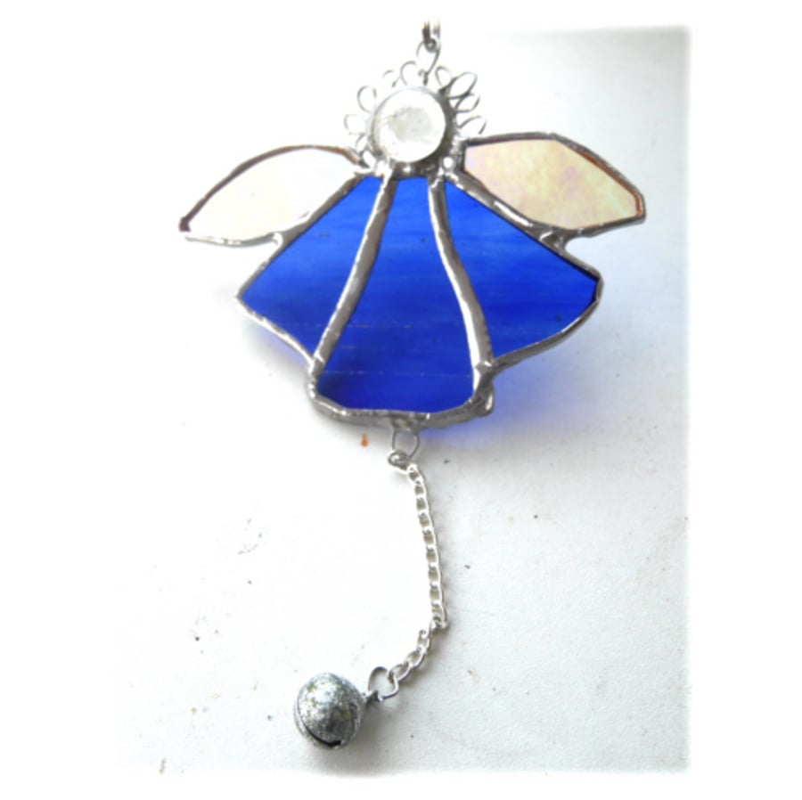 Angel Bell Suncatcher Stained Glass Blue 057