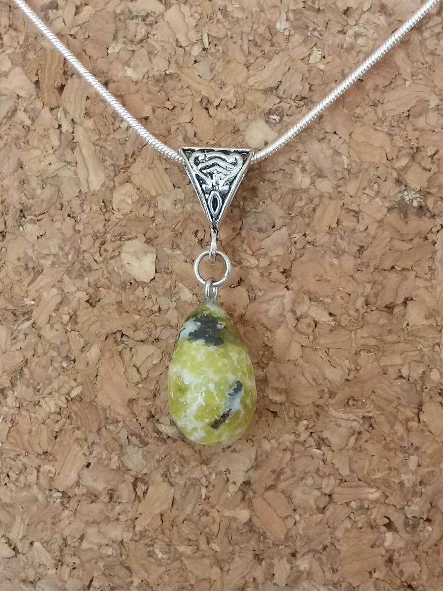 Beautiful Sterling Silver Necklace with Turtle Ponderosa Stone Pendant