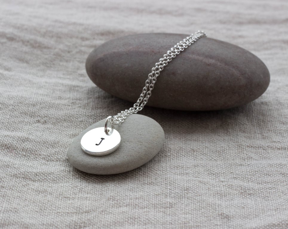Sterling Silver Circle Initial Personalised Name Pendant, Keepsake gift
