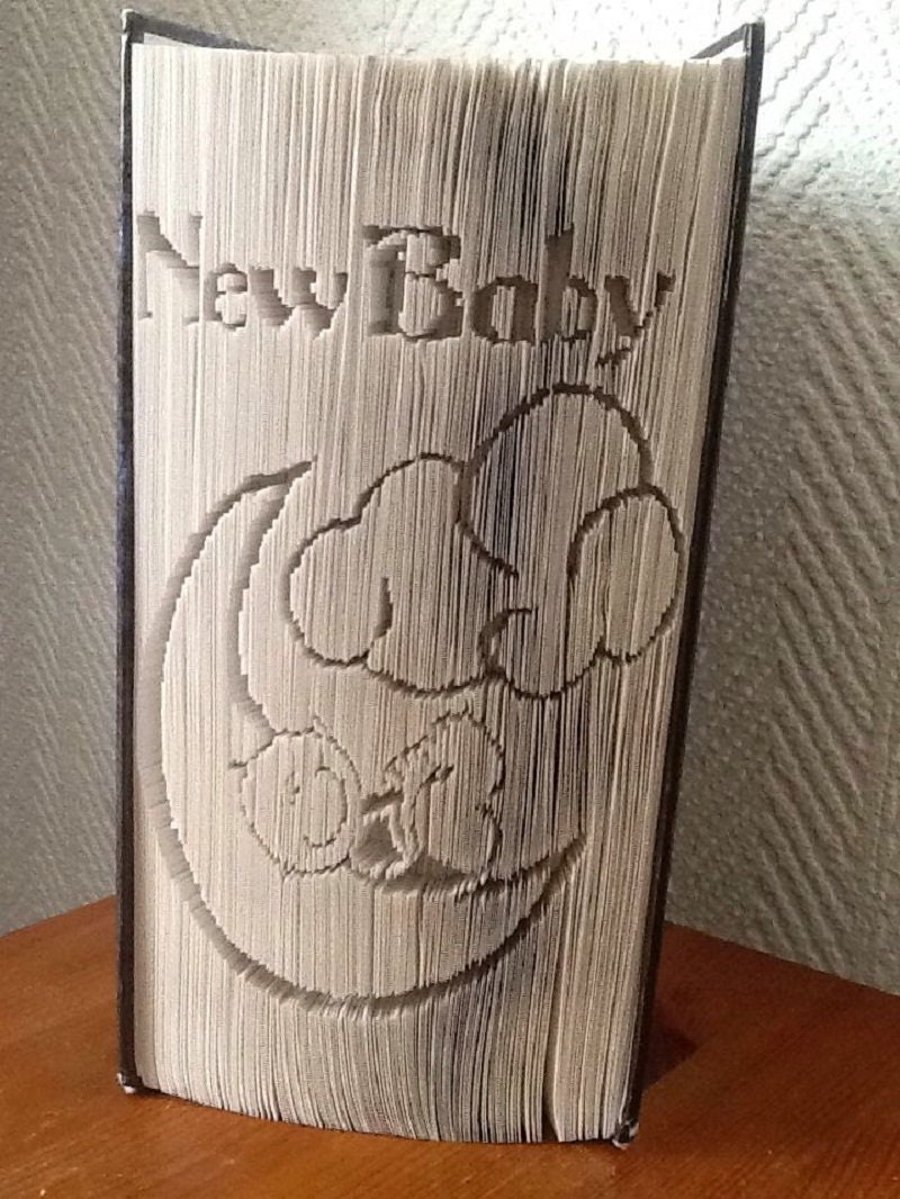 New Baby, Moon, CUT & FOLD Book Folding Pattern - EMAILED PDF PATTERN