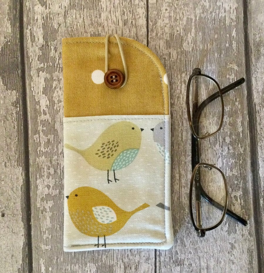 Bird Print Glasses Case. Sunglasses Case. Spectacle Case. Soft Glasses Case.