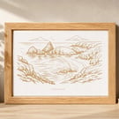 Laser engraved Kynance Cove Cornwall