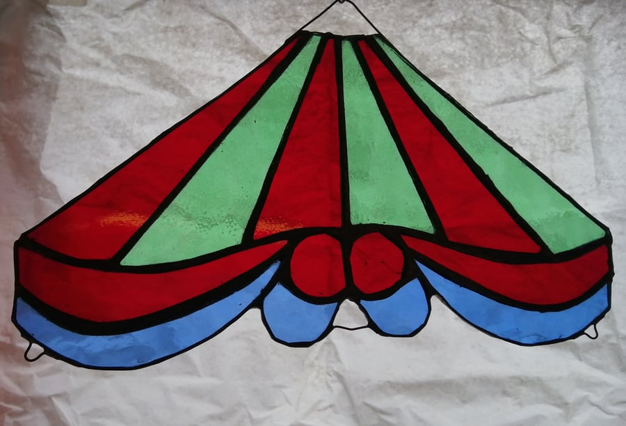 Stained Glass Carousel Top- red and green stripe