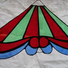 Stained Glass Carousel Top- red and green stripe