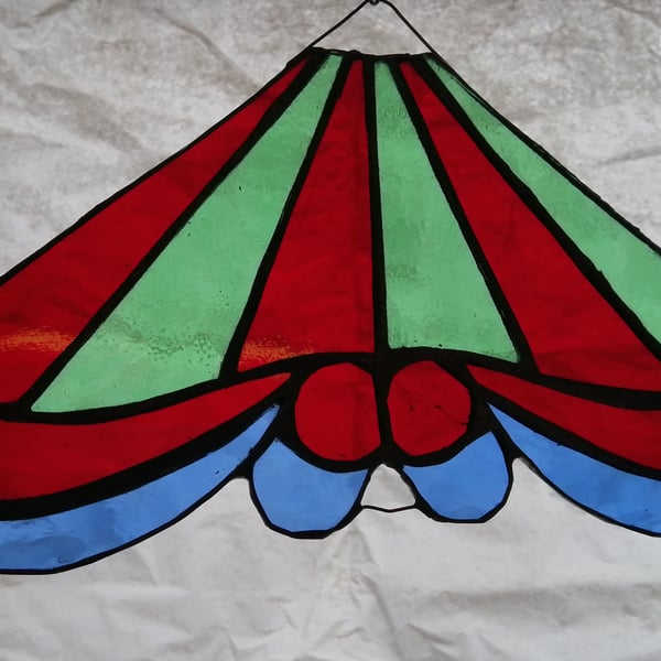 Stained Glass Carousel Top- red and green stripe