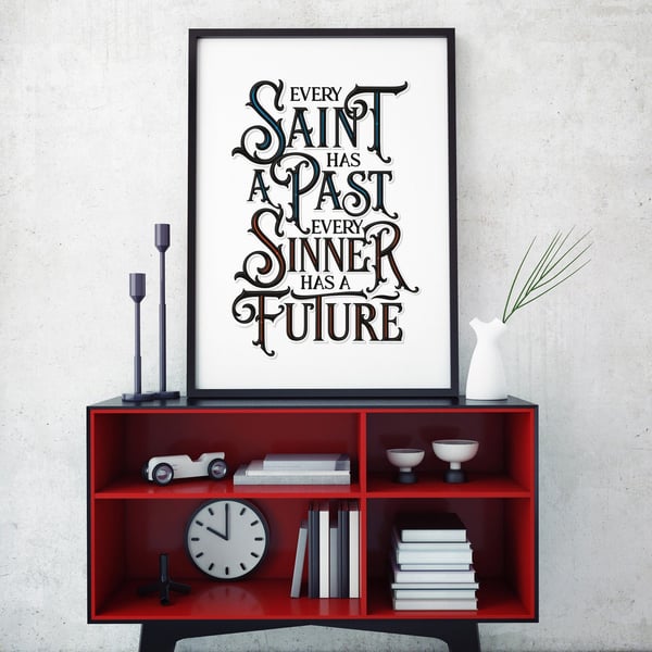 Literary Quote Print, Oscar Wilde Quote, Saint & Sinner Wall Art Print
