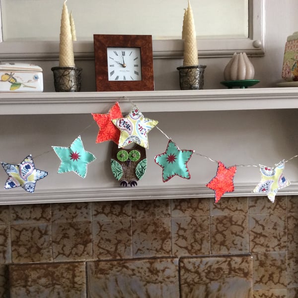 Star Fairy lights lanterns in rich vintage colours. Embroidery detail.