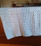 Handmade baby blanket in a white and ice blue colourway - Image 3