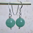 Green Aventurine Dangle Earrings, Sterling Silver Jewellery