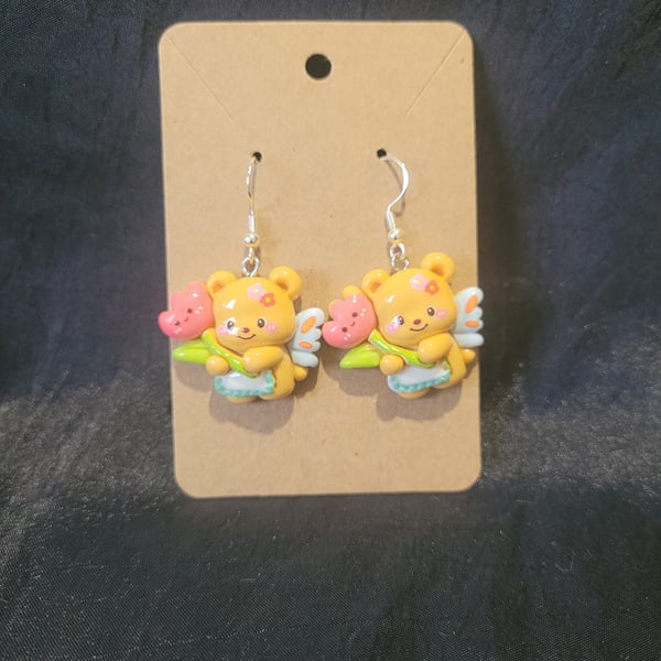 S925 Sterling Silver Earrings - Cute Flower Bears