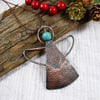 Angel Hanging Ornament. Copper with Turquoise Howlite Gemstone